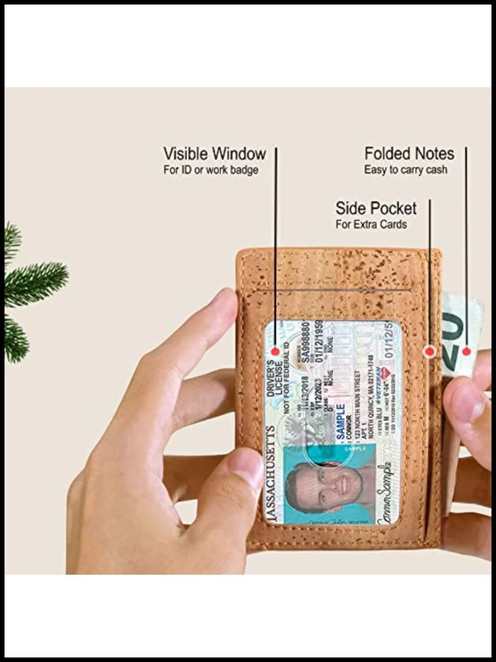 Minimalist Slim Vegan Cork Card Holder RFID Blocking